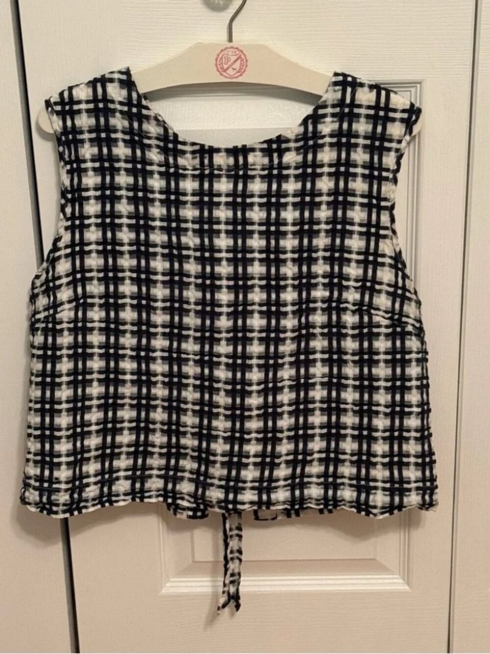 Anthropologie Maeve Tie Back Shell Top in Black and White - Picture 2 of 4